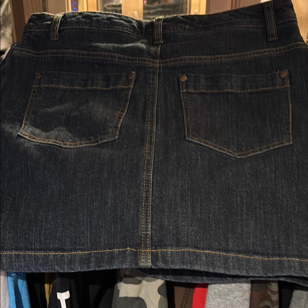 Dark Denim Skirt with Pockets